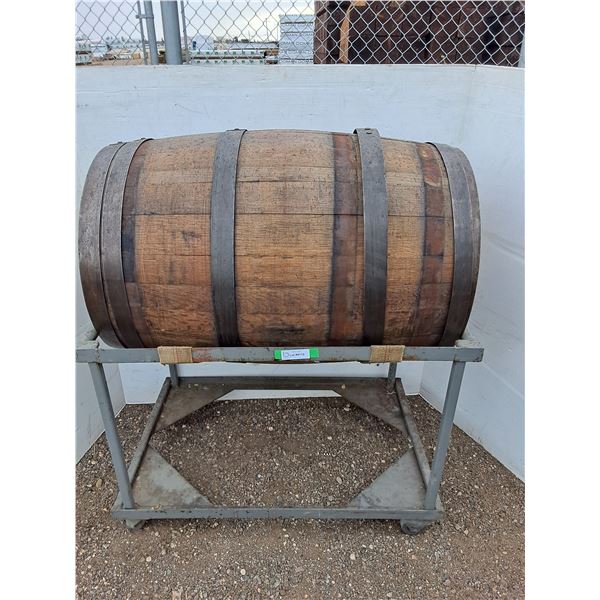 ** Wine Wooden Cedar Barrels on Metal Stands - Stand: 37