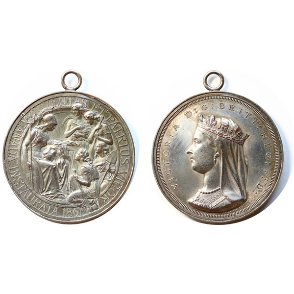 Medal;  1867 Confederation of the Province of Canada Medal - Original Silver issue w/attached loop. 