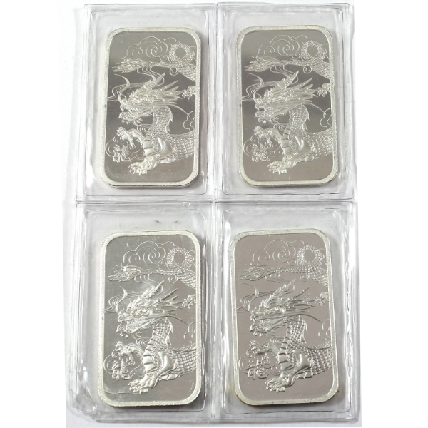 4x 1oz TD Bank Dragon .999 Fine Silver Bars in Sealed Sheet. 4pcs. (Tax Exempt)
