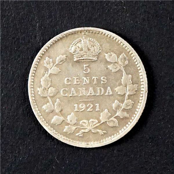 CANADA - 5 cents 1921 KEY-DATE ! Strong VG++