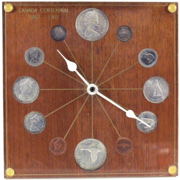 Len Finkler Ltd. Canada Centennial Vintage Coin Clock