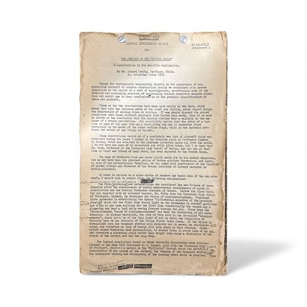 RARE OFFICIAL DOCUMENT: CIA 