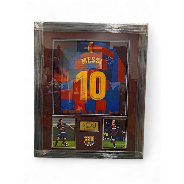 Lionel Messi FC Barcelona Autographed Framed Jersey w COA  Retail $3000+  36