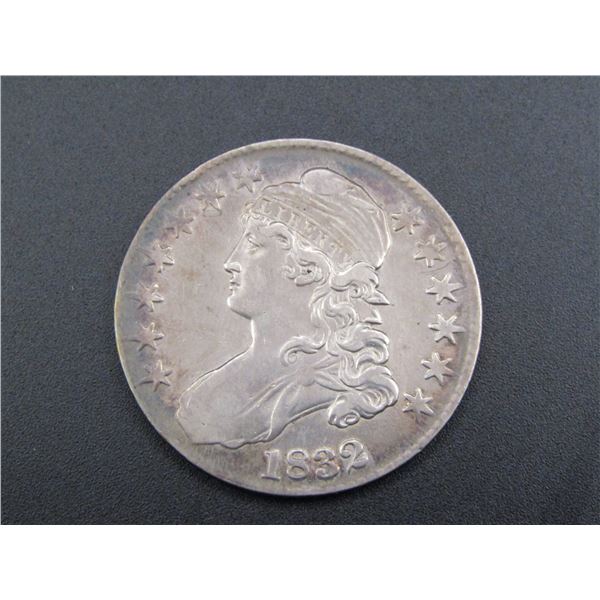 1832 Capped Bust Half Dollar AU + Details, TOUGH HIGH GRADE