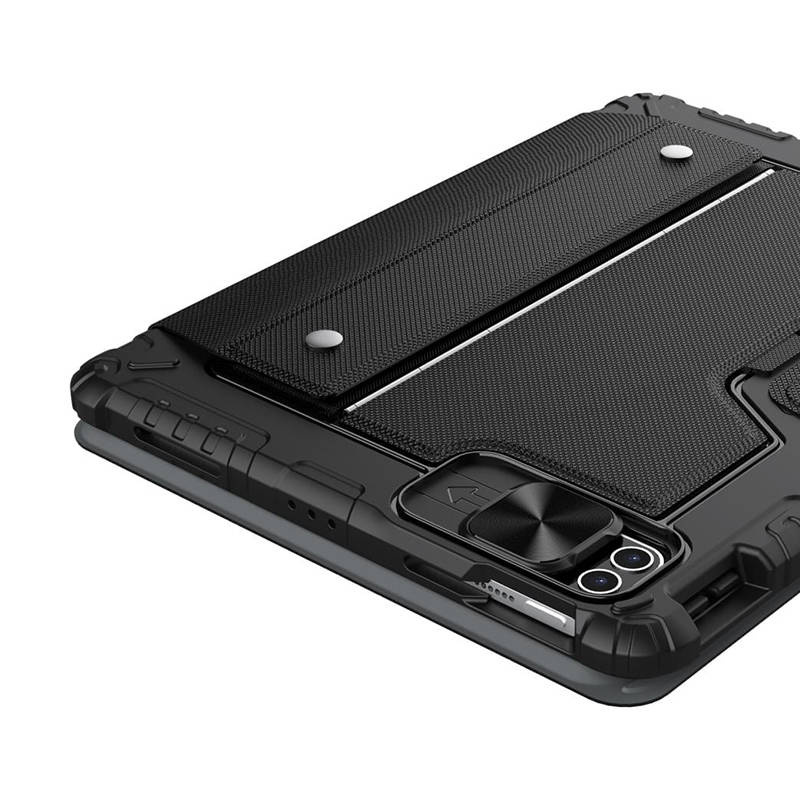 Nilkin iPad 11" A16 (2025) / 10,9" (2022) kinyitható tok ceruzatartóval + billentyűzet (Angol) - fekete