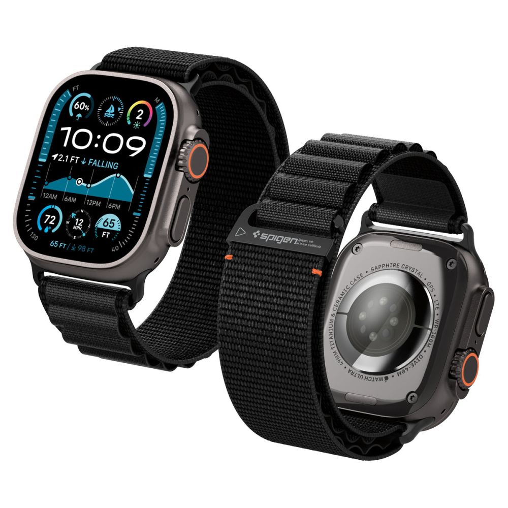 Spigen WBF1 Apple Watch 46mm / 45mm / 44mm / Ultra 49mm textil szíj - fekete