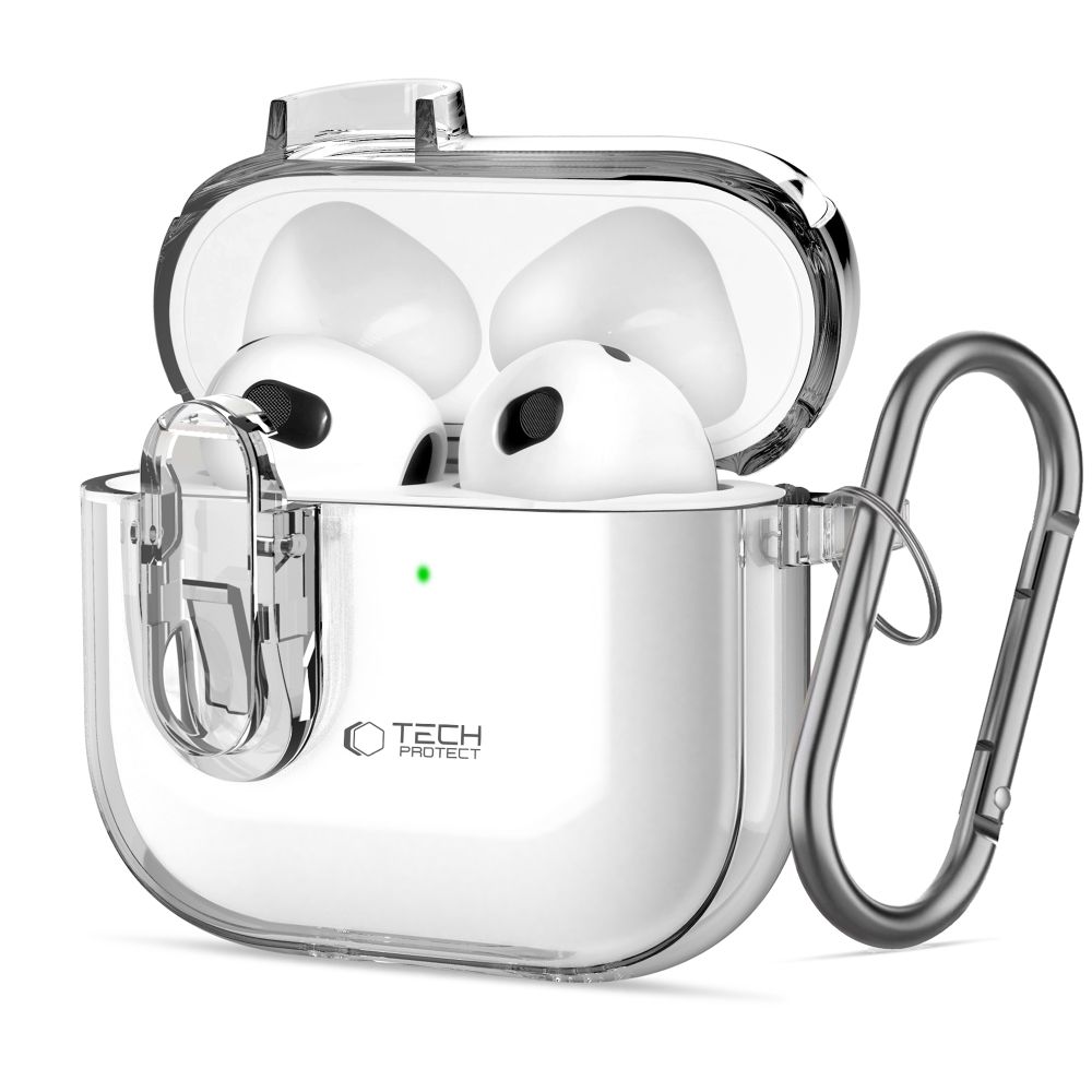 iKi Slim Hook Apple AirPods 4 kemény tok + karabíner - átlátszó