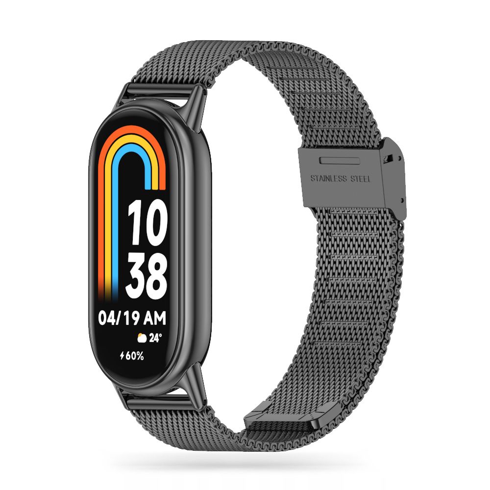 iKi Milaneseband Xiaomi Smart Band 8 / 8 NFC fém szíj - fekete