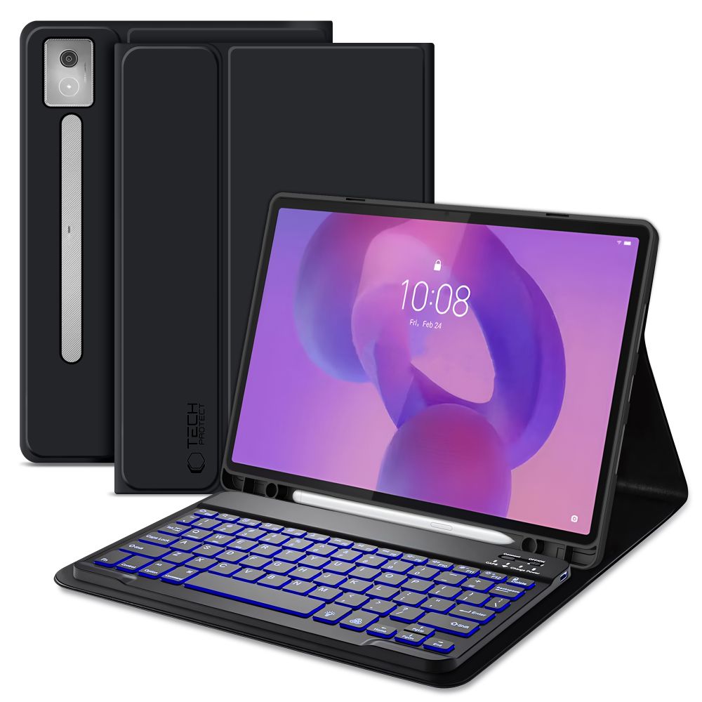 iKi SmartCase Pen Keyboard TB-373 Lenovo Idea Tab Pro / Pro Mt 12,7" kinyitható szilikon tok ceruzatartóval + billentyűzet - fekete