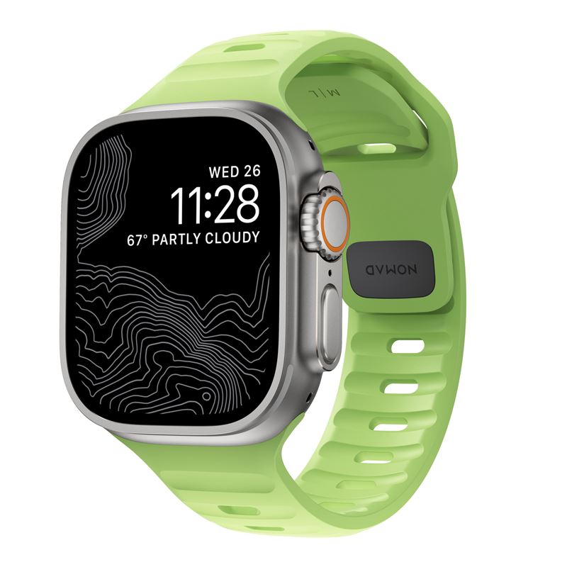 Nomad Sport Glow 2.0 Apple Watch 46mm / 45mm / 44mm / Ultra 49mm szilikon szíj - fluoreszkáló