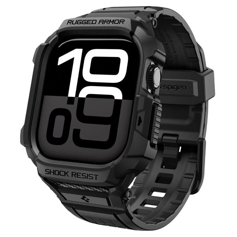 Spigen Rugged Armor Pro 2 Apple Watch 46mm szilikon tok + szíj - matt fekete