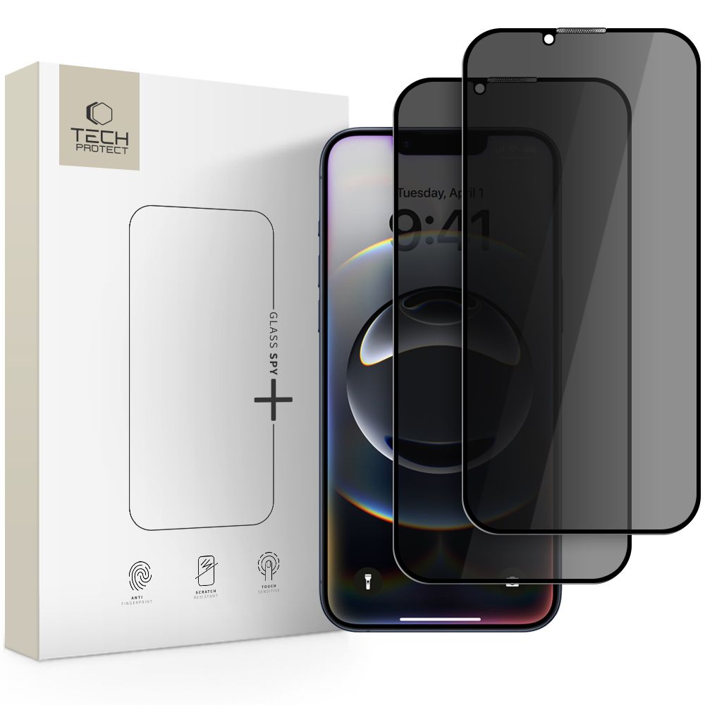 iKi Glass Spy Privacy iPhone 16e / 14 / 13 / 13 Pro betekintésgátló kijelzővédő üvegfólia