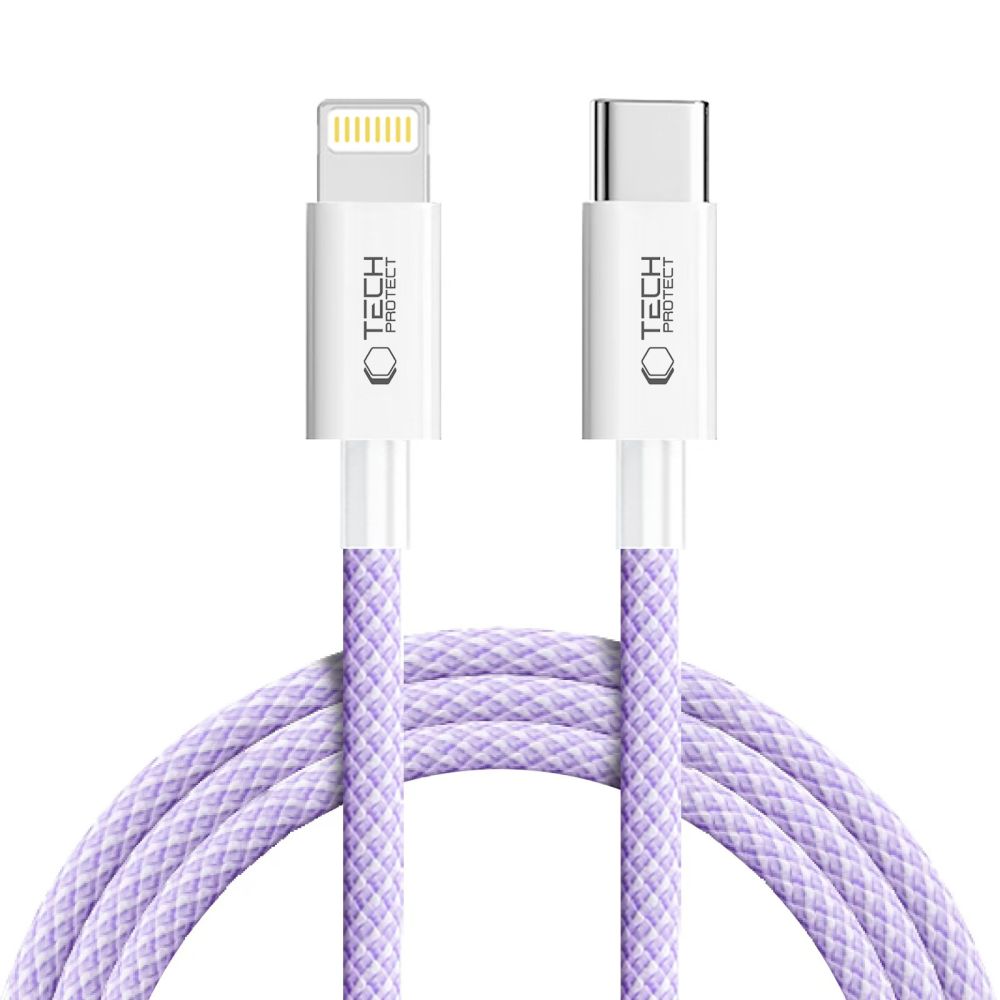 iKi Ultraboost Lite USB-C - Lightning kábel PD27W 3A - 200cm - lila