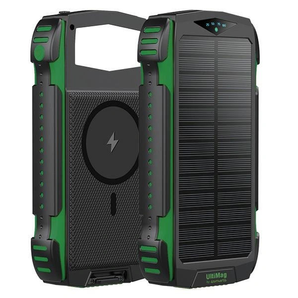 4smart TitanPack Rugged UltiMag MagSafe 20000mAh napelemes Powerbank külső akkumulátor - fekete/zöld