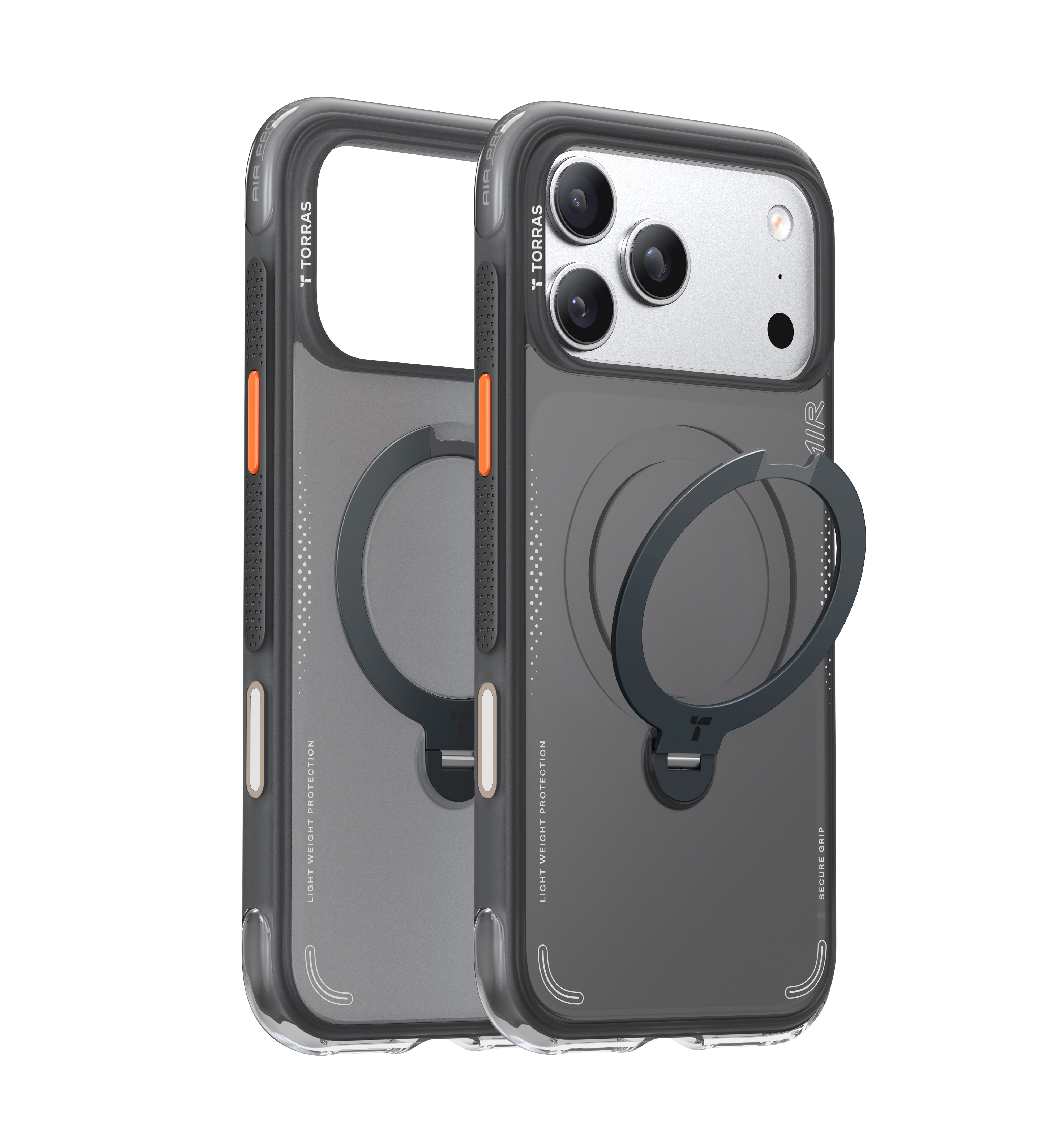 Torras Ostand Q3 Air MagSafe iPhone 17 Pro Max ütésálló kemény hátlap tok kitámasztóval - fekete