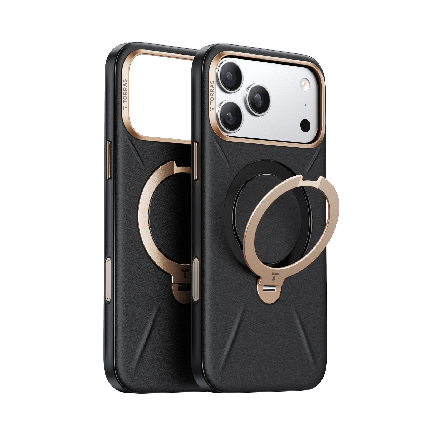 Torras Ostand Q3 Vegskin MagSafe iPhone 17 Pro szilikon hátlap tok kitámasztóval - fekete