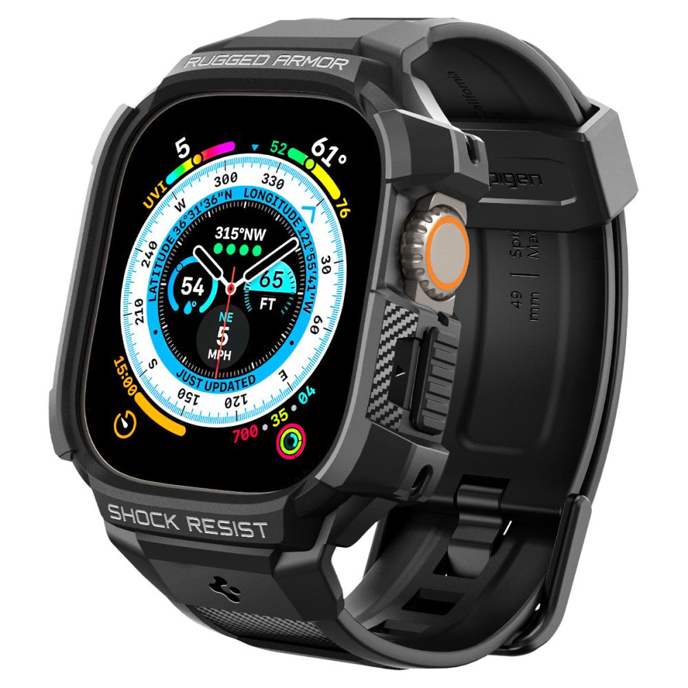 Spigen Rugged Armor Pro Apple Watch Ultra 49mm szilikon tok és szíj - fekete
