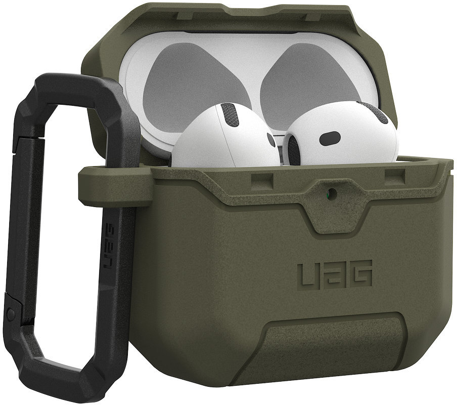 UAG Scout Apple AirPods 4 ütésálló szilikon tok + karabíner - zöld