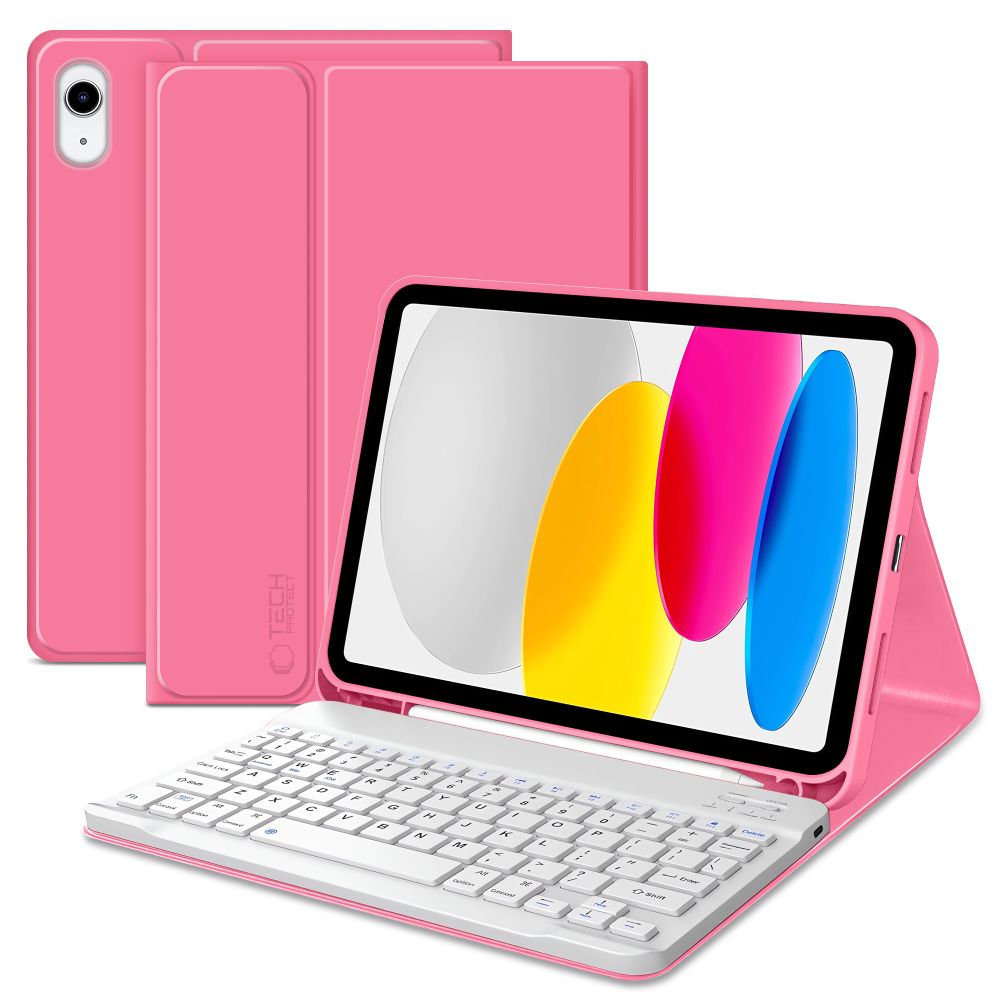 iKi SmartCase Pen Keyboard iPad 11" A16 (2025) / 10,9" (2022) kinyitható tok ceruzatartóval + billentyűzet - rózsaszín