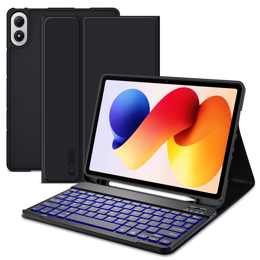 iKi SmartCase Pencil Keyboard Xiaomi Poco Pad M1 / Redmi Pad 2 Pro 12,1" kinyitható tok ceruzatartóval + billentyűzet - fekete
