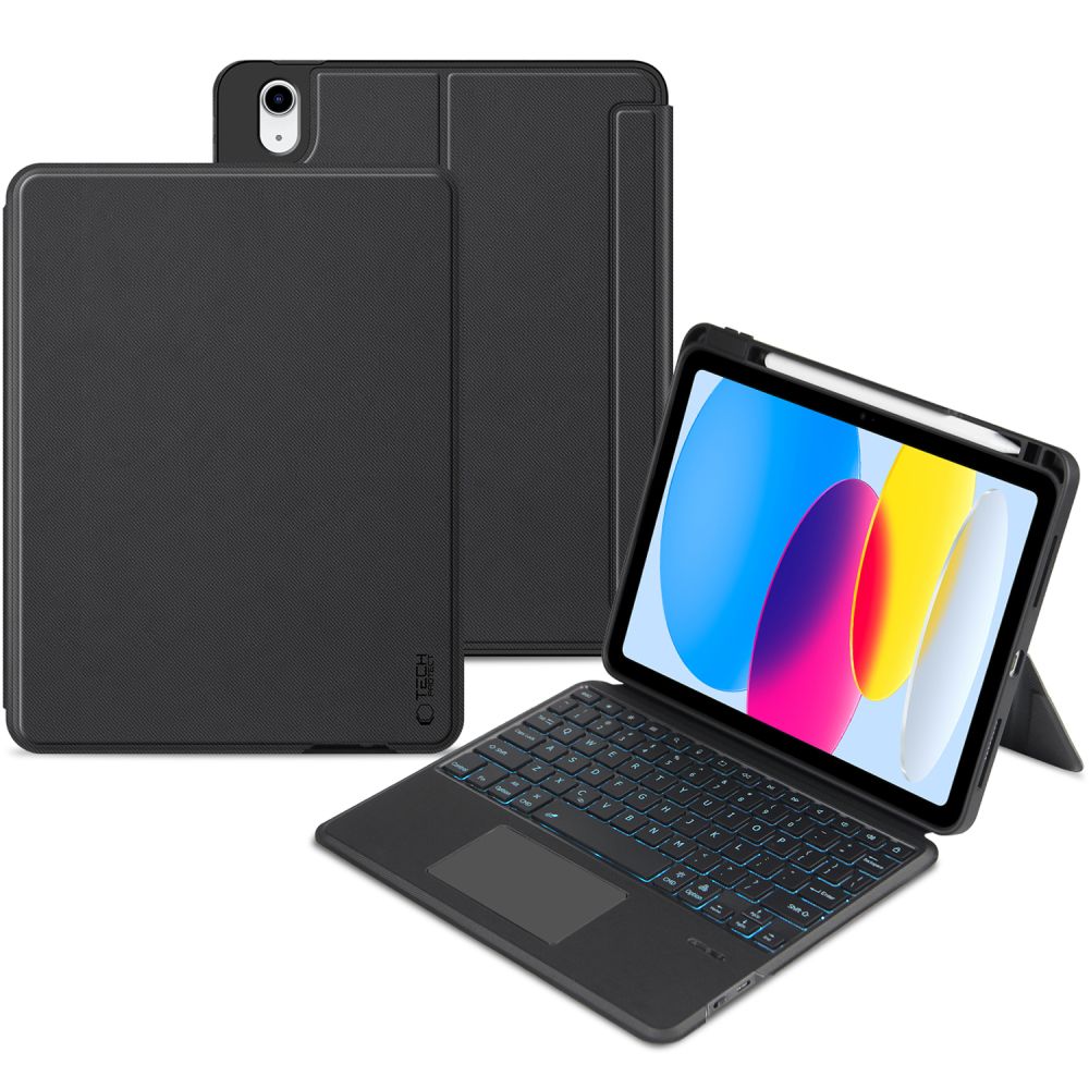 iKi Smartcase Mag Pencil iPad 11" A16 (2025) / 10,9" (2022) kinyitható tok ceruzatartóval + billentyűzet + touchpad - fekete