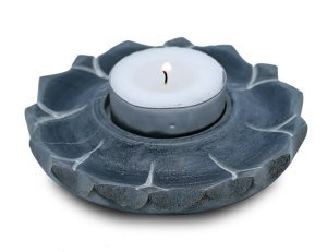 Porta Candela Brucia Incenso Fiore di Loto in Pietra Ollare