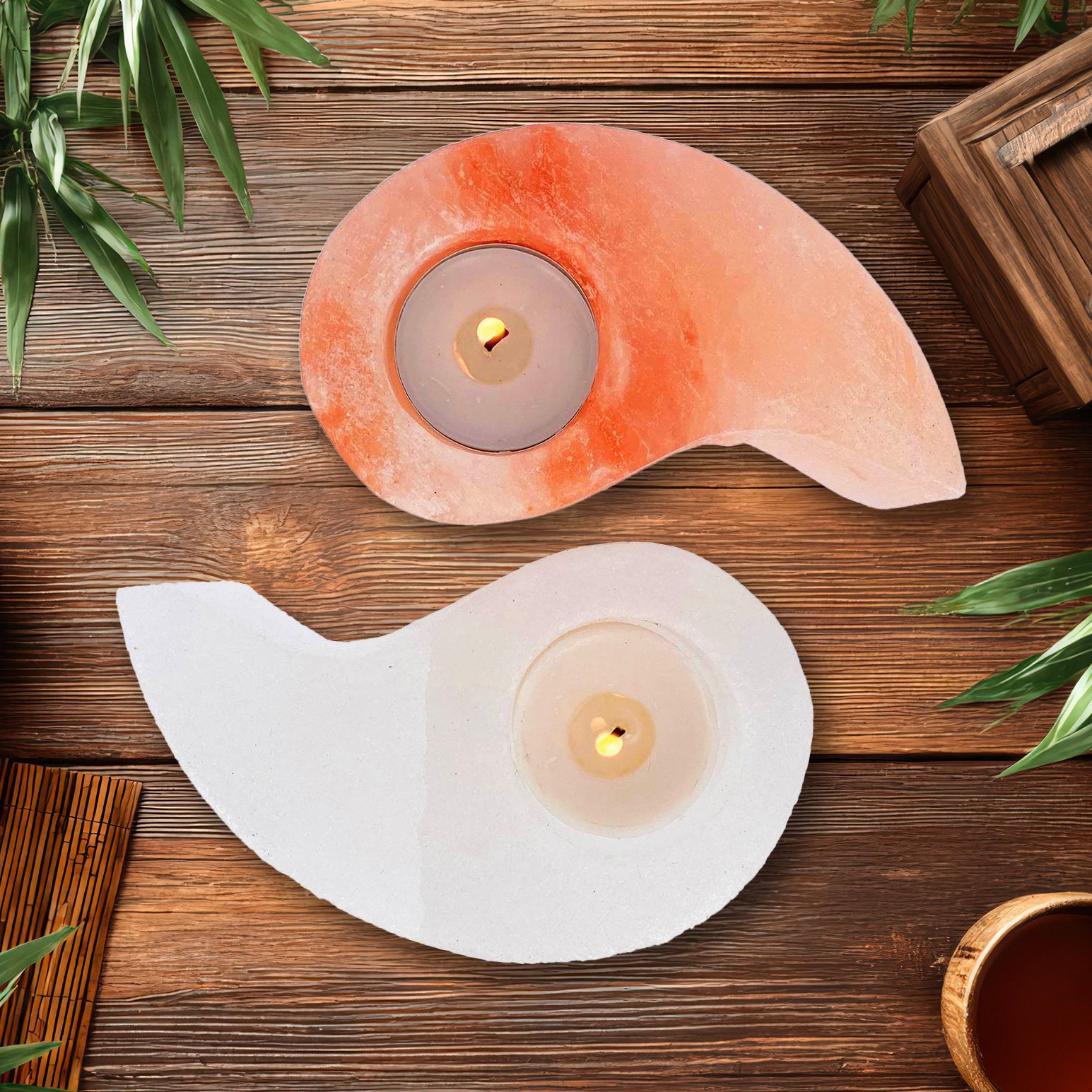 Omaggio Portalumino di Sale Himalayano Yin Yang