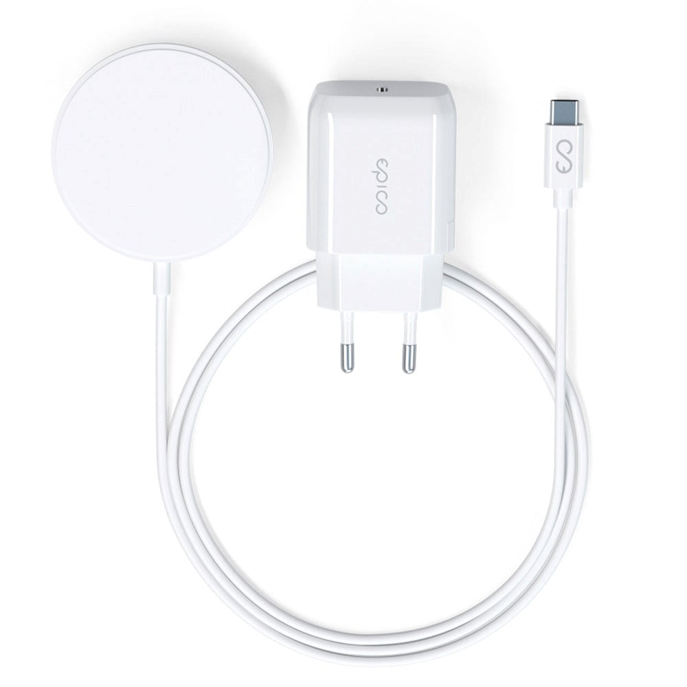 Image of Epico 15W Magnetisk Trådløs Lader m. 20W Vegglader - MagSafe-Kompatibel