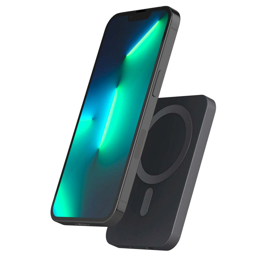 Image of Epico 20W Aluminium Trådløs Magnetisk Powerbank 5000 mAh med USB-C-Kabel - MagSafe-Kompatibel