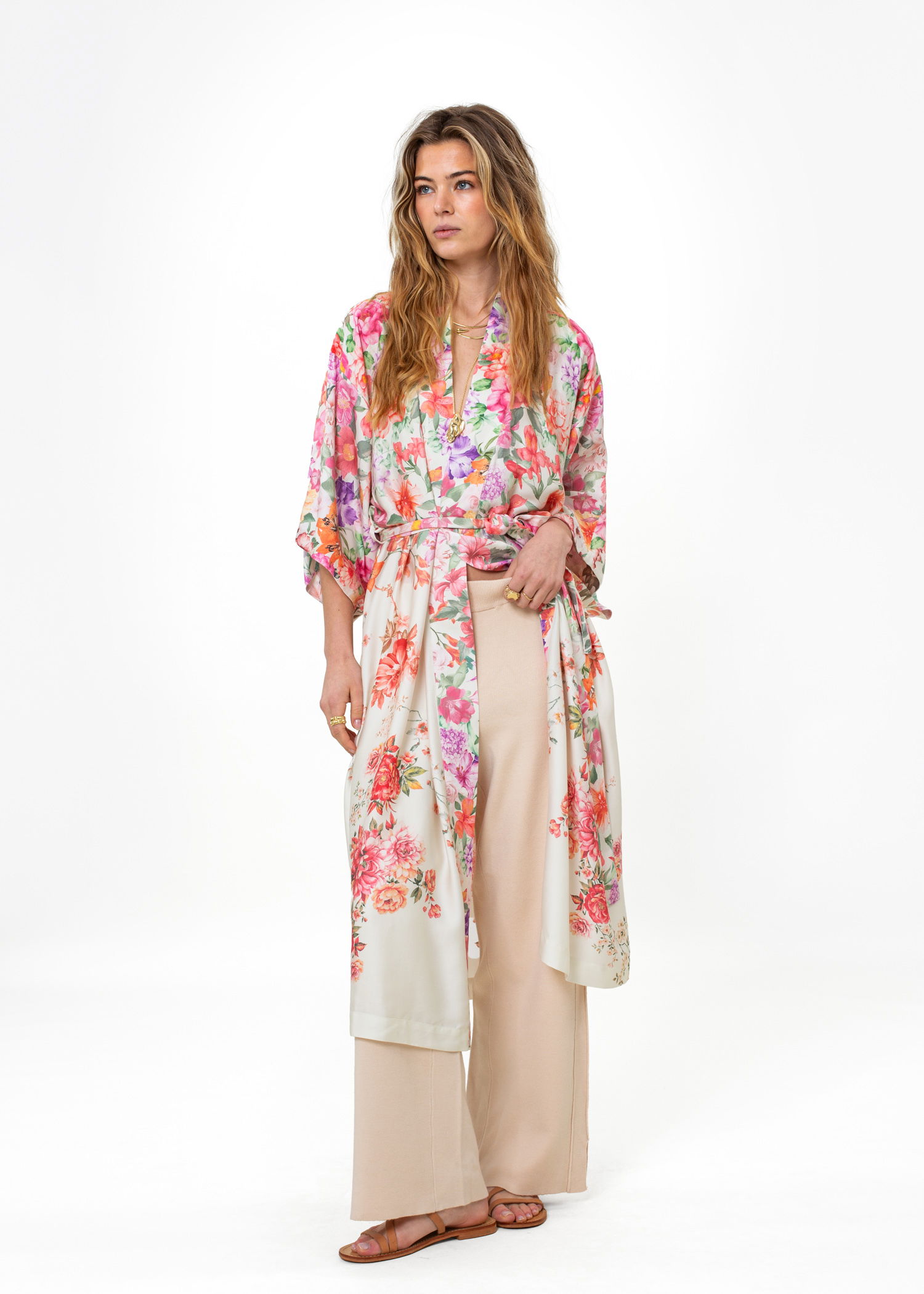 Indiska Blommig kimono - Rosa - L/XL
