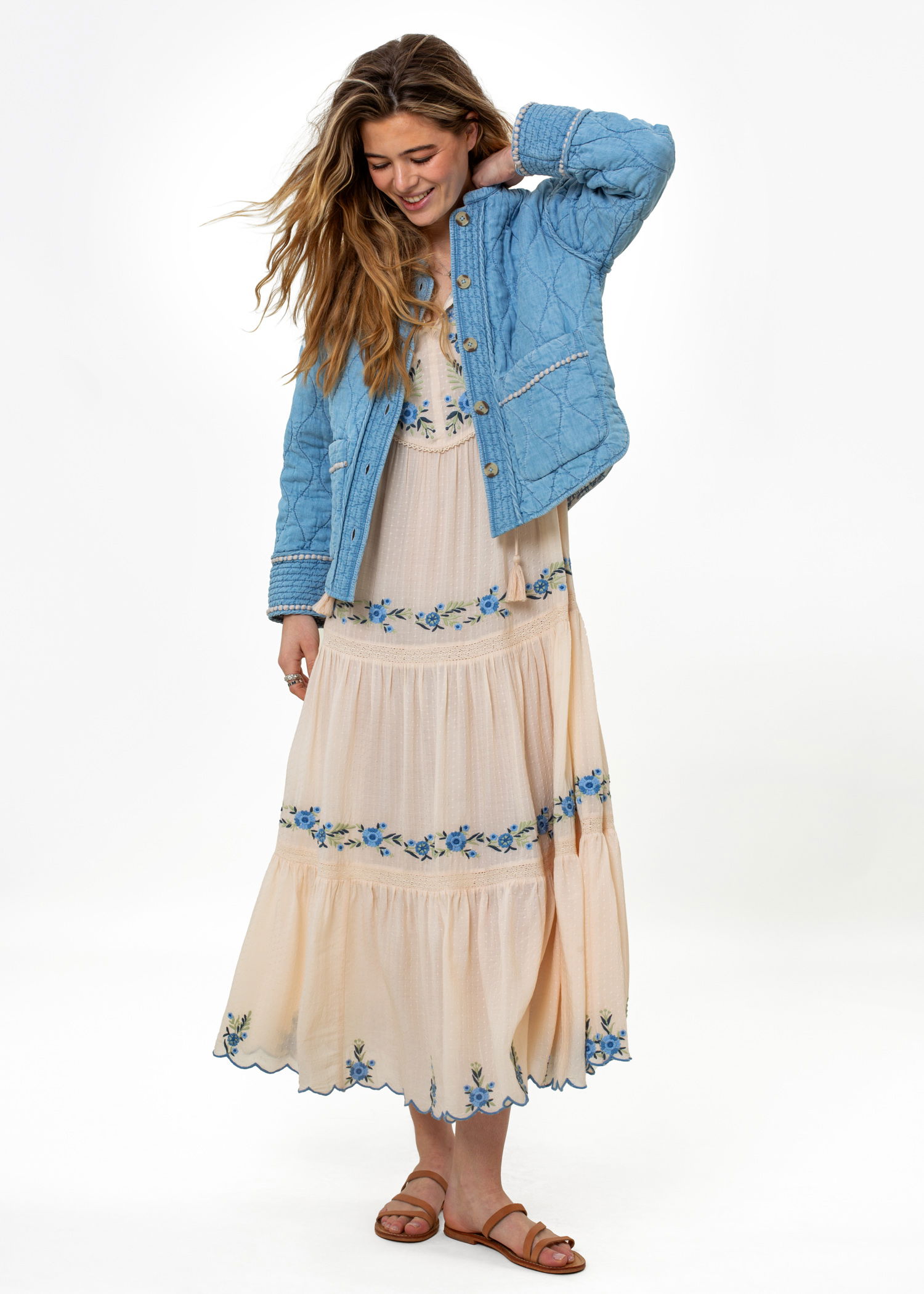 Indiska Quiltad dubbelsidig jacka - Blå - M