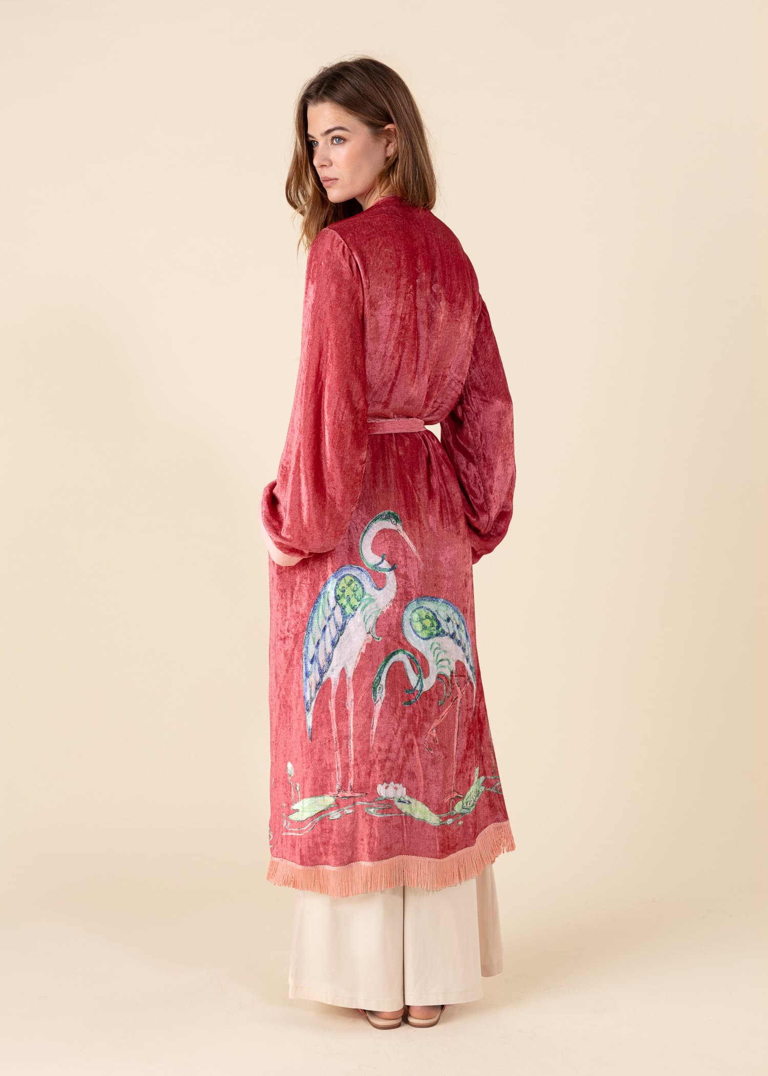 L&aring;ng m&ouml;nstrad velourkimono