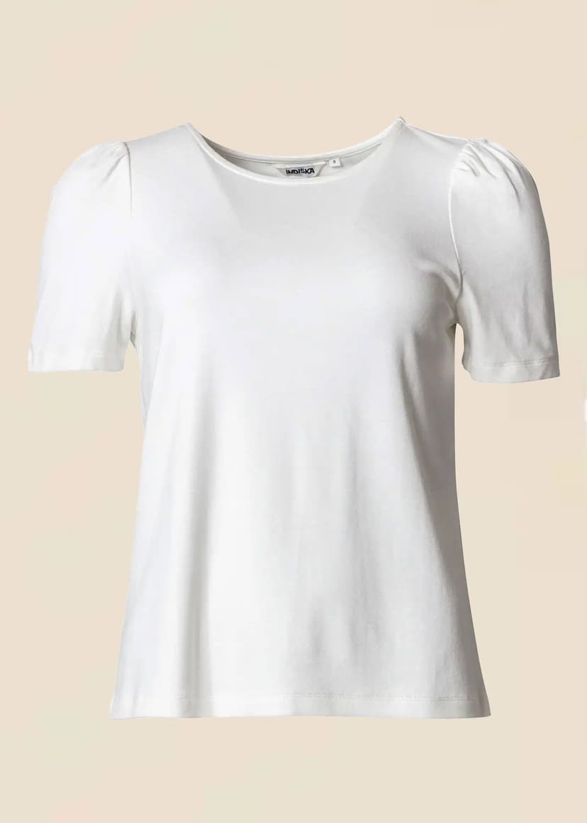 Vit t-shirt med puff&auml;rm