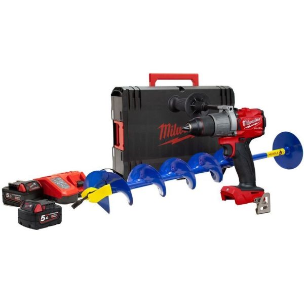 Pilkkijän kairapaketti Milwaukee M18 FDD3-502X akkuporakoneella ja 6" Heinola Pro Series AK jääkairalla