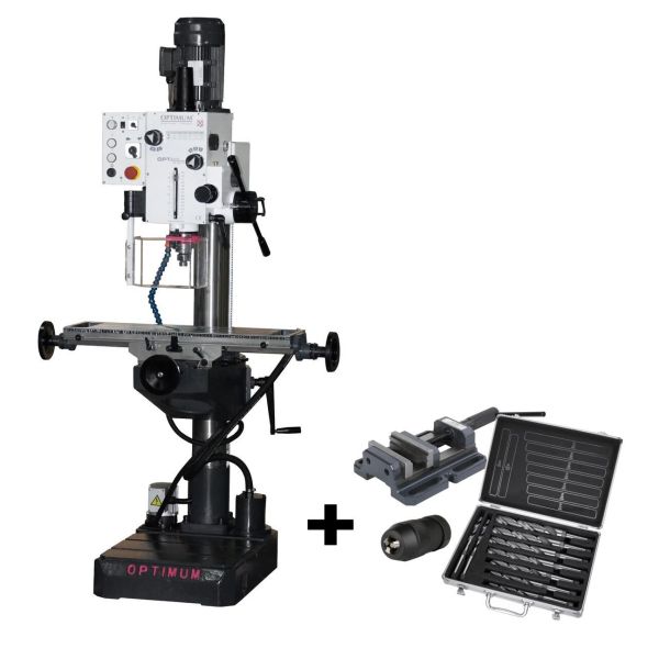 Pylväsporakone jäähdytysjärjestelmä, ristisyöttöpöytä, konevalo Optimum OPTidrill DH 40CTP + tarvikesarja kaupan päälle!