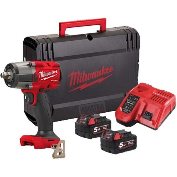 Mutterinväännin 1/2" 881Nm M18 FMTIW2F12-502X Milwaukee FUEL™, 2x5Ah akut ja laturi