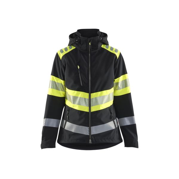 Blåkläder 4404 Naisten Highvis softshell-takki, musta/huomiokeltainen