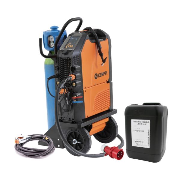 Kemppi MasterTig 325 DC TIG-hitsauskonepaketti vesilaitteella ja hitsauskärryllä