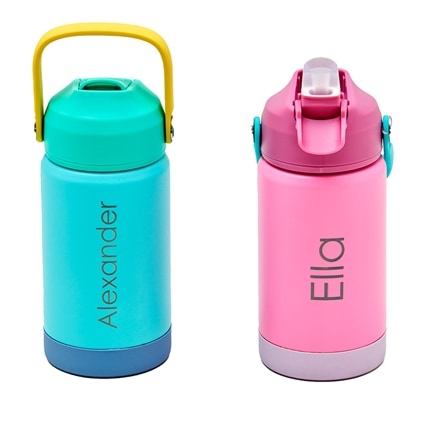 Personalised Stainless Steel Kids Water Bottle with Carry Handle