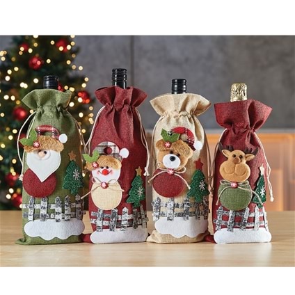 Christmas Wine Gift Bags - Set of 4