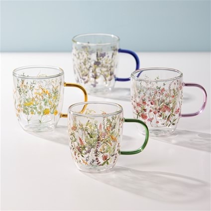 Wildflowers Double Walled Glass Mug