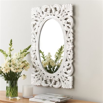 White Ornate Mirror Large