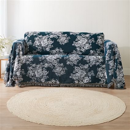 Teal Floral Throw