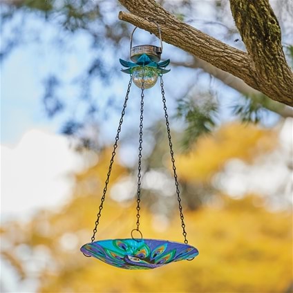 Solar Peacock Birdbath