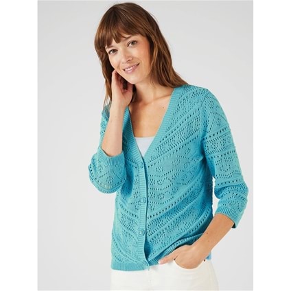 Pure Cotton Openwork Cardigan