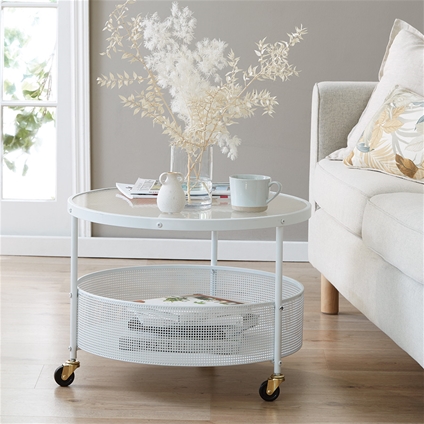 White Round Table with Storage