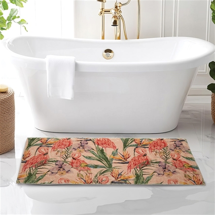 Luxury Feel Bath Mat Set - Flamingo