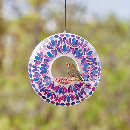 Mosaic Glass Bird Feeder