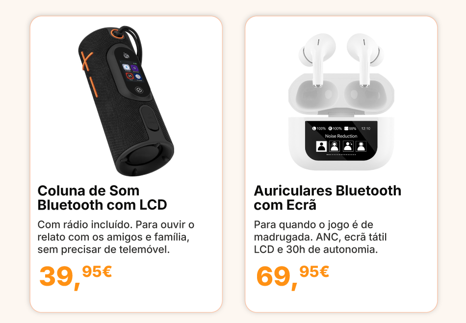 COLUNA DE SOM COM LCD E AURICULARES COM ECRÃ