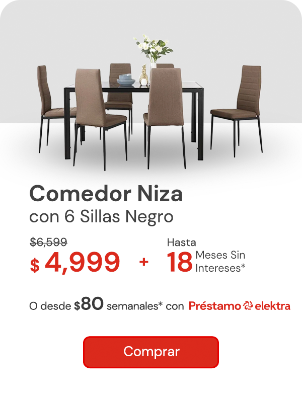 Comedor Niza Negro con 6 sillas 